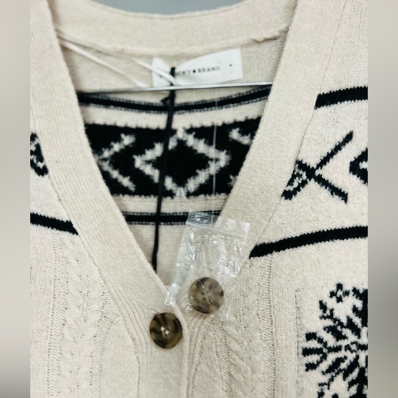 LUCKY BRAND Snowflake Geometric Cardigan Sweater Dress SIZE MED BY THE KNEE - Picture 11 of 14